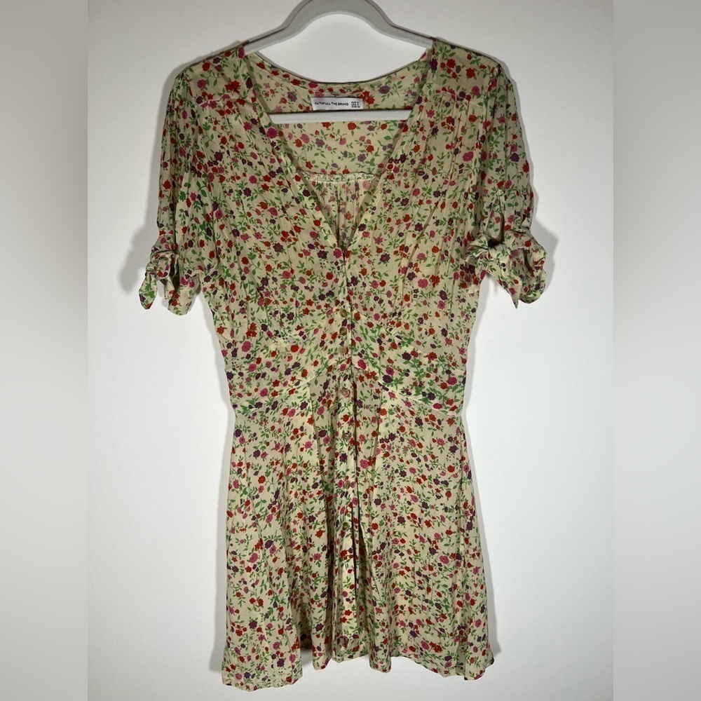 Faithfull the Brand Marianne Bastille floral mini dress sz XS cottagecore